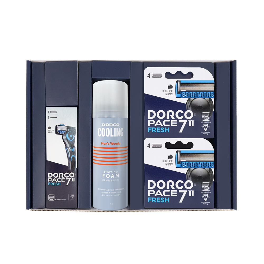 [도루코] PACE7 ll 선물 세트 (면도기+7중날 면도날 9EA, 쉐이빙 폼)