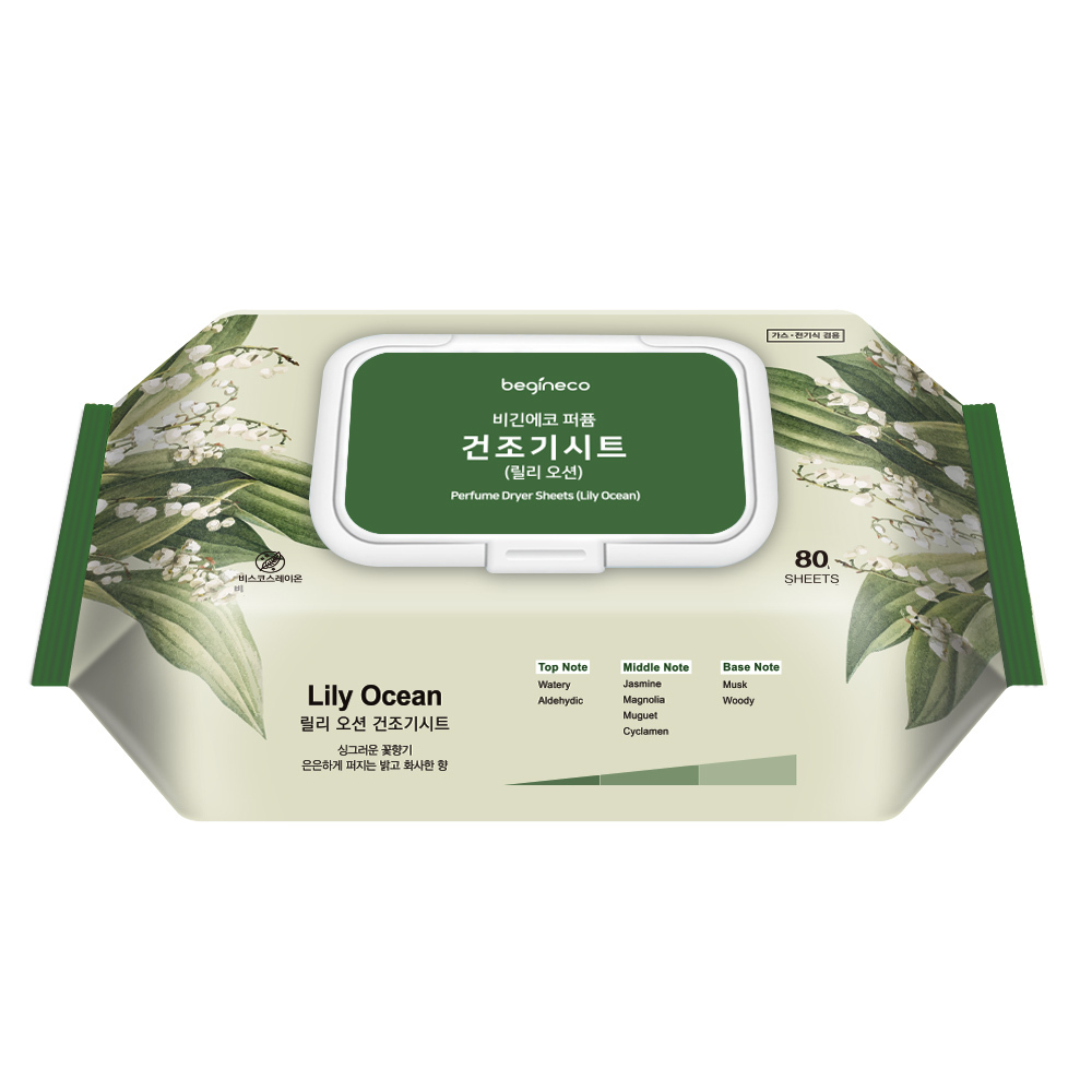 비긴에코 릴리오션 퍼퓸 건조기시트 80매입 × 1팩