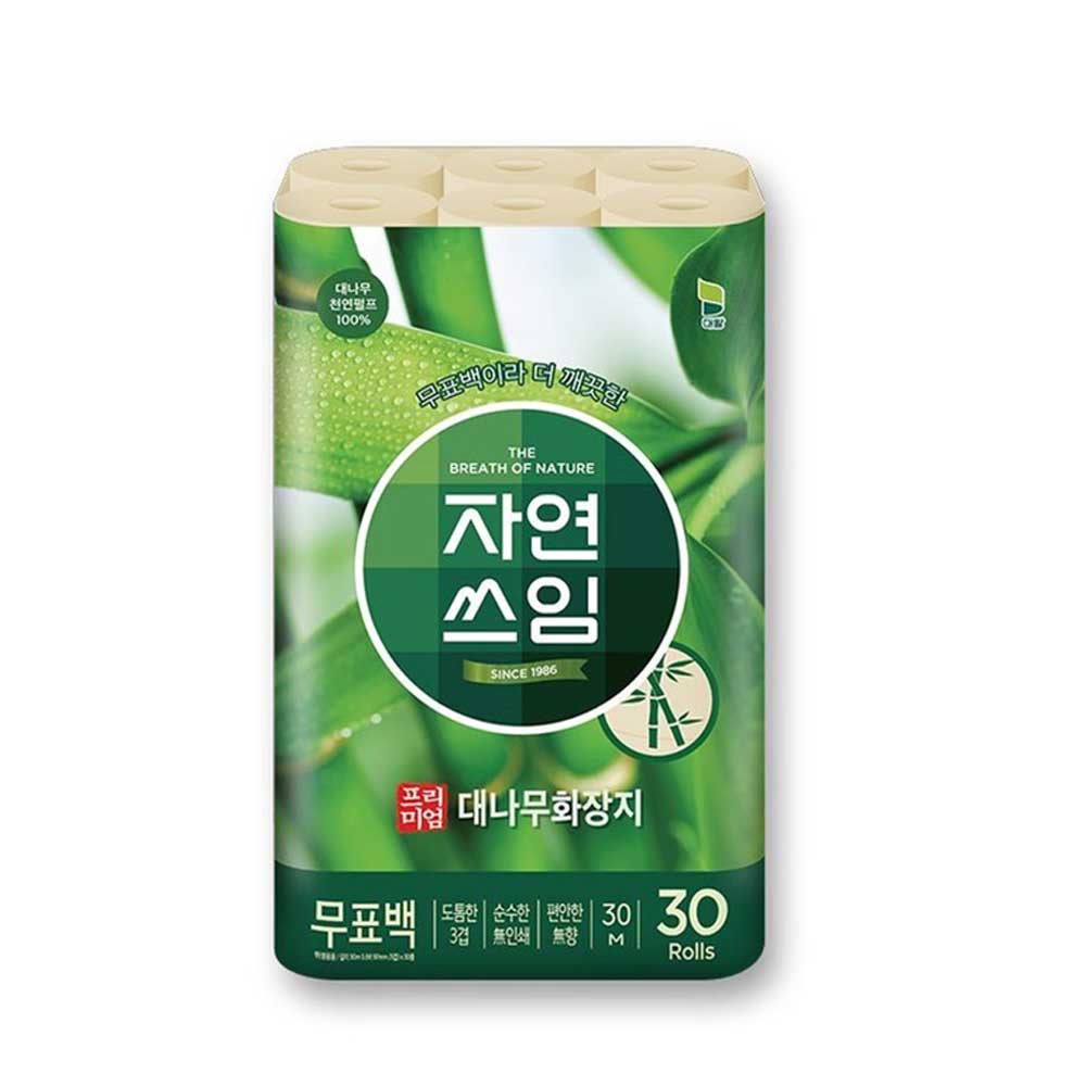 자연쓰임 프리미엄 대나무 천연펄프 화장지 3겹 30m 30롤 1팩