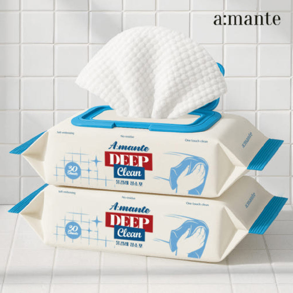 아망떼 프리미엄 딥클린 물걸레 청소포 먼지 바닥 청소물티슈 대형 30매 10팩
