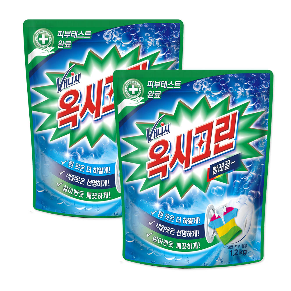 [옥시크린] 표백제 얼룩제거제 파우치 1.2kg x 2개