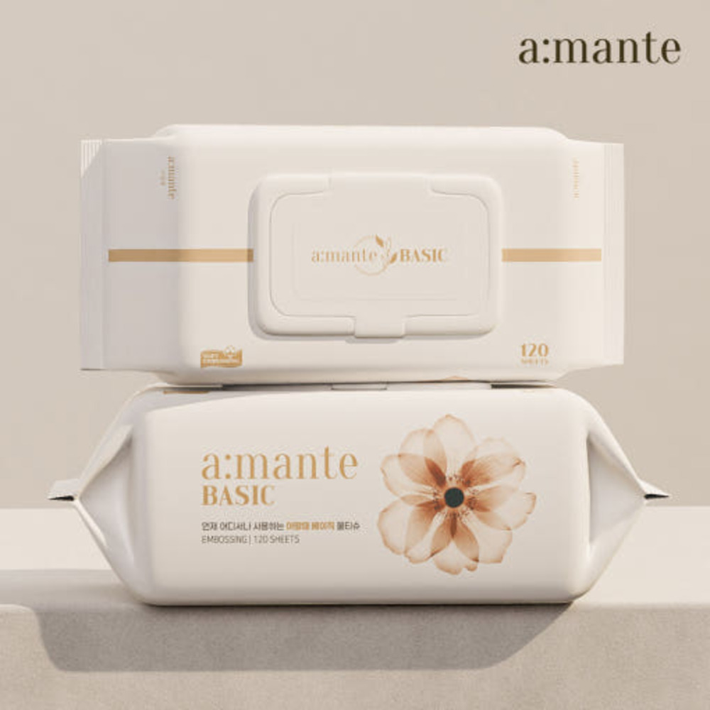 아망떼 베이직 대용량 아기물티슈 엠보싱 캡형 120매X20팩