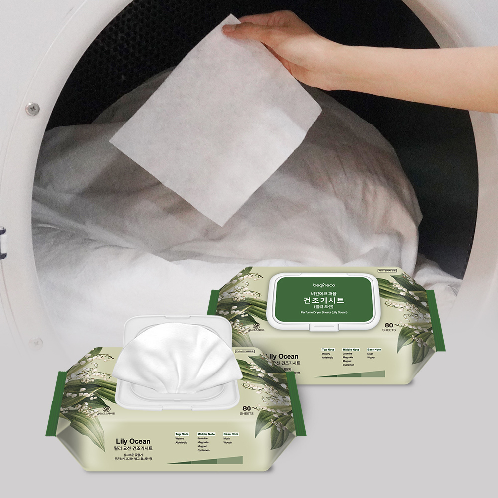 비긴에코 릴리오션 퍼퓸 건조기시트 80매입 × 2팩