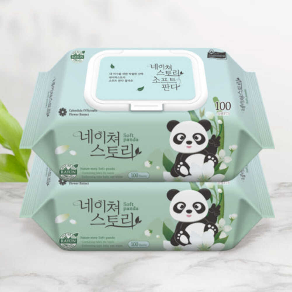 소프트판다 대용량 아기물티슈 엠보싱 캡형 100매X20팩