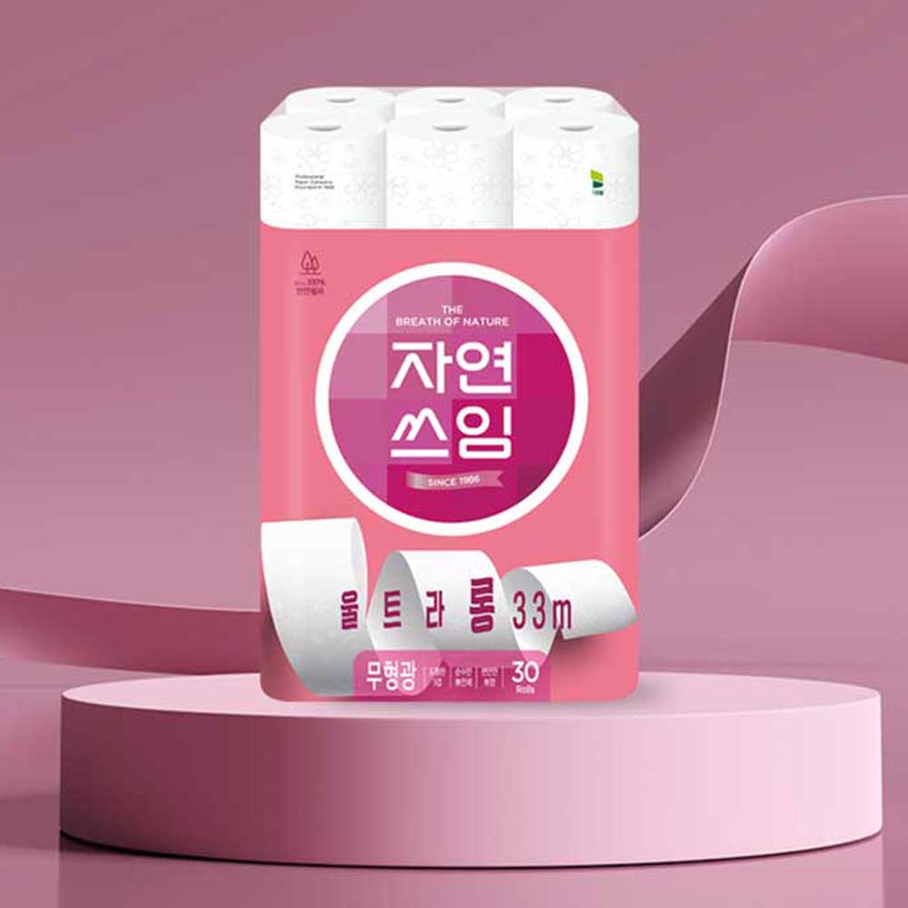 자연쓰임 천연펄프 울트라롱 33미터 화장지 2팩,총 60롤