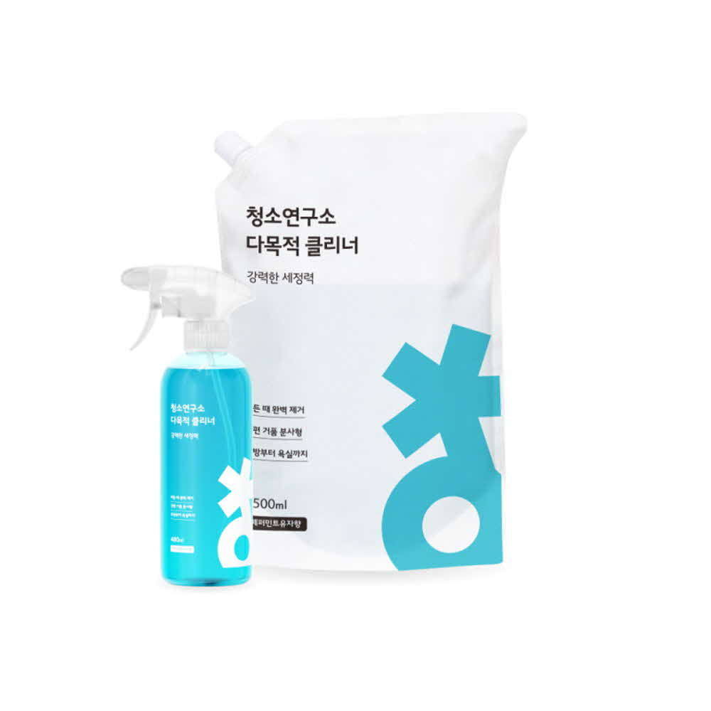 청소연구소 국내생산 다목적 클리너 (480ml*1개) + 리필 (1.5L*1개)