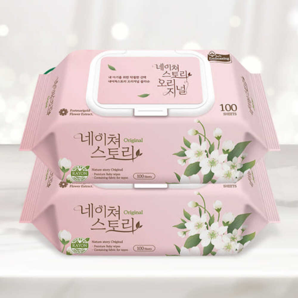 오리지널 대용량 아기물티슈 엠보싱 캡형 100매X20팩