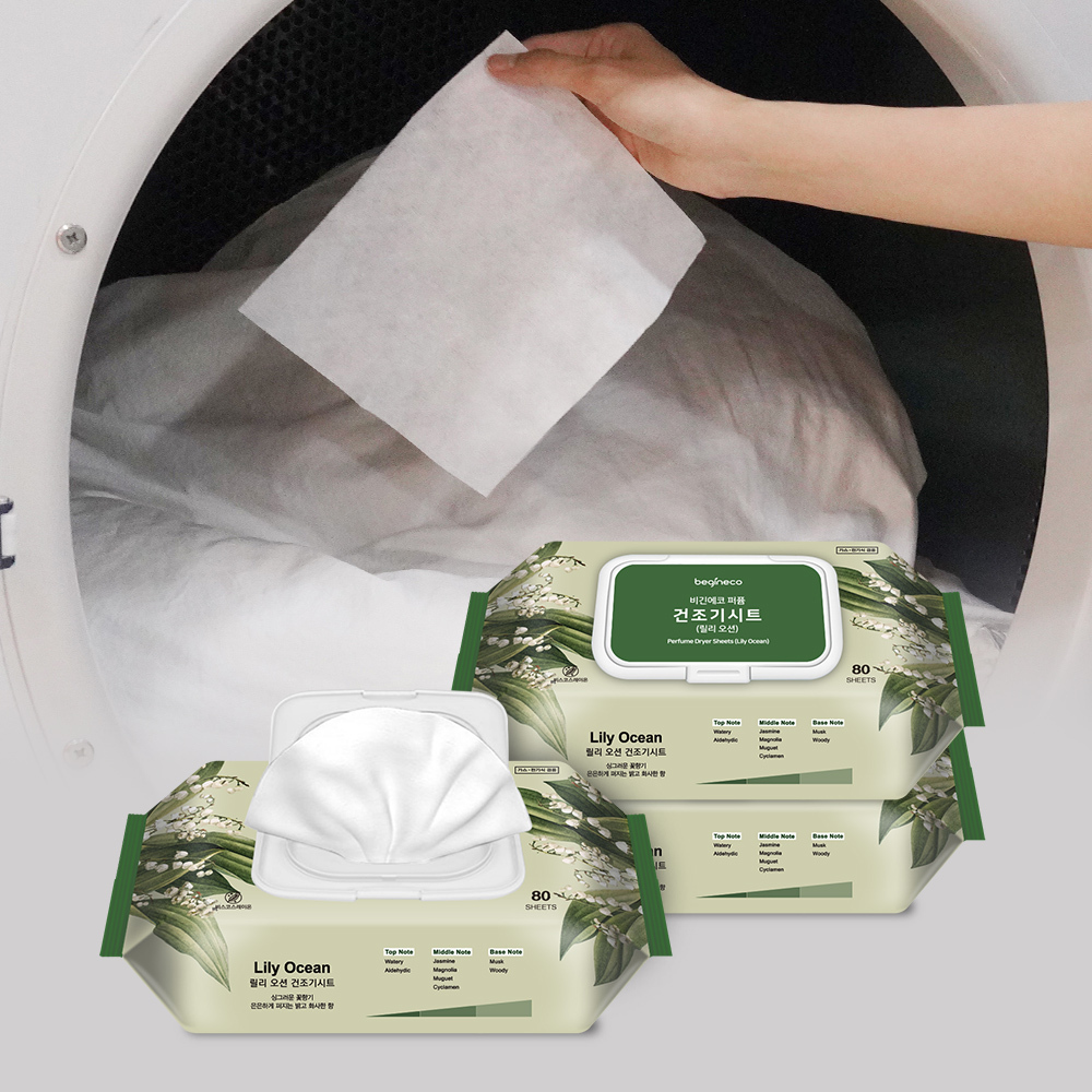 비긴에코 릴리오션 퍼퓸 건조기시트 80매입 × 3팩