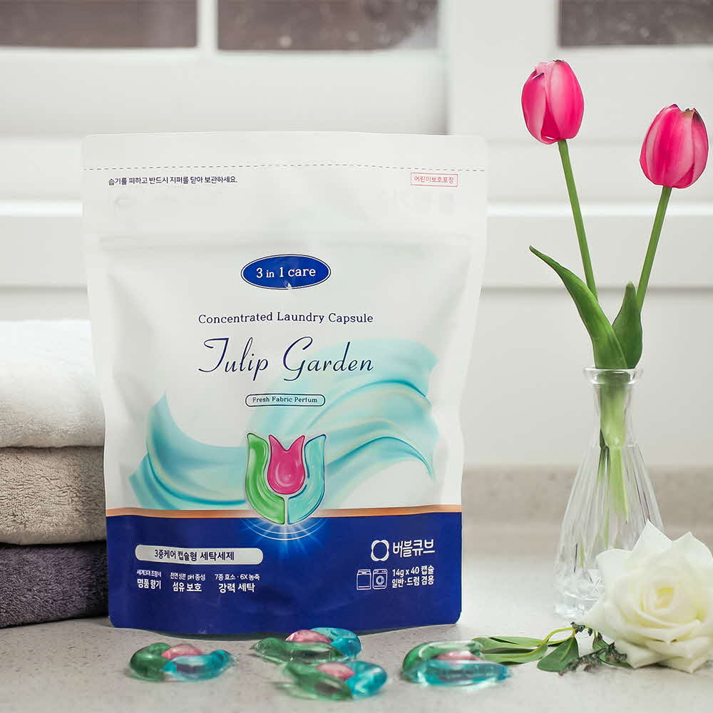 버블큐브 튤립가든 올인원 캡슐 세탁세제 14g (40개입)
