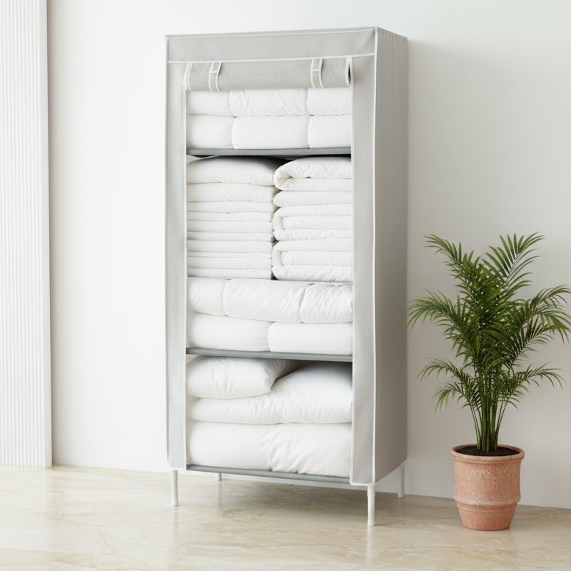 [이안리빙] 패브릭 커버 비키니 옷장 조립식 시스템 행거 이불장형