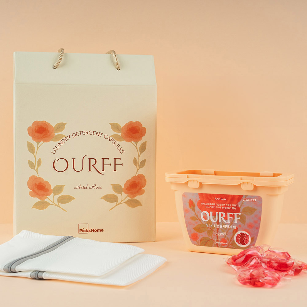 [픽앤홈] 아워프 선물세트 1세트 /캡슐세제+건조기시트+세탁망