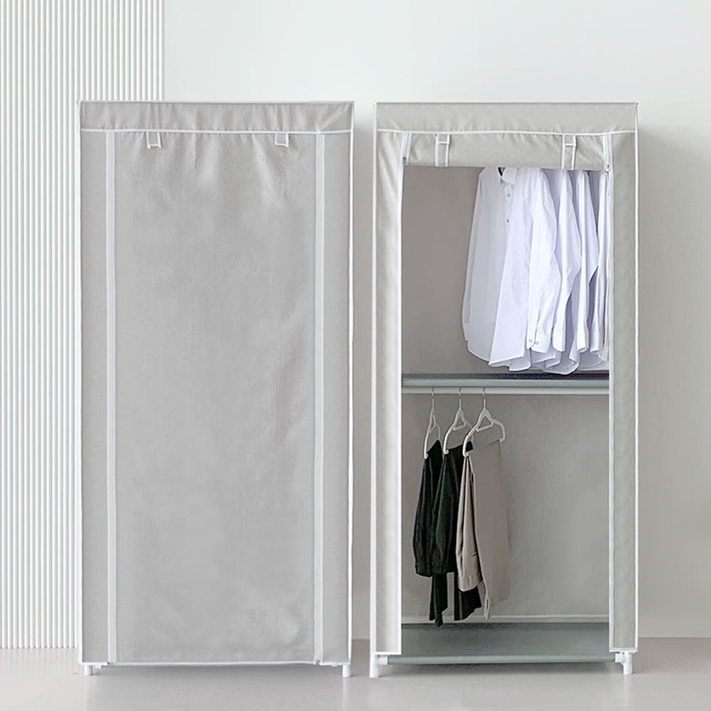 [이안리빙] 패브릭 커버 비키니 옷장 조립식 시스템 행거 2단형