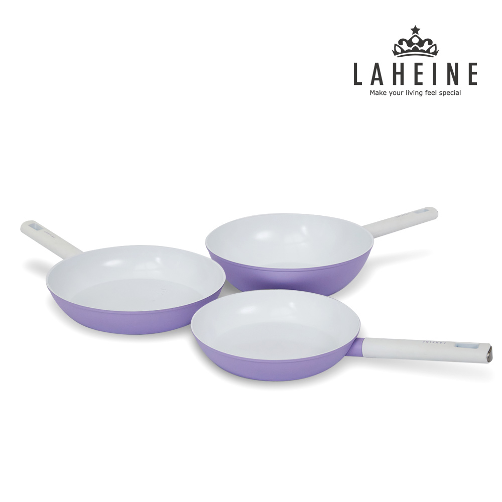 [라헨느] 더 퀸 포토프 퍼플 세라믹 IH 프라이팬 3종 세트 24cm + 28cm + 궁중팬 28cm