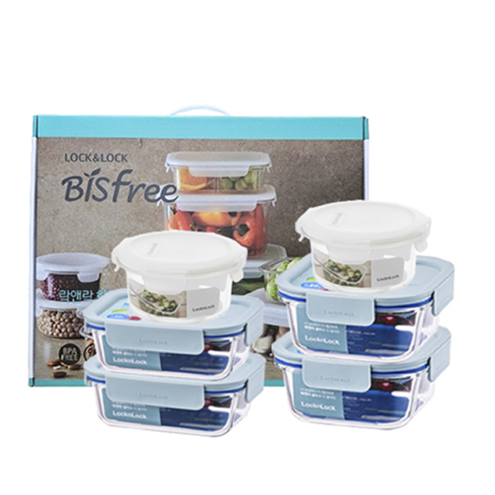 락앤락 더클리어 유리용기4 트라이탄2 6종세트 380ml*2 500ml*2 원370ml*2