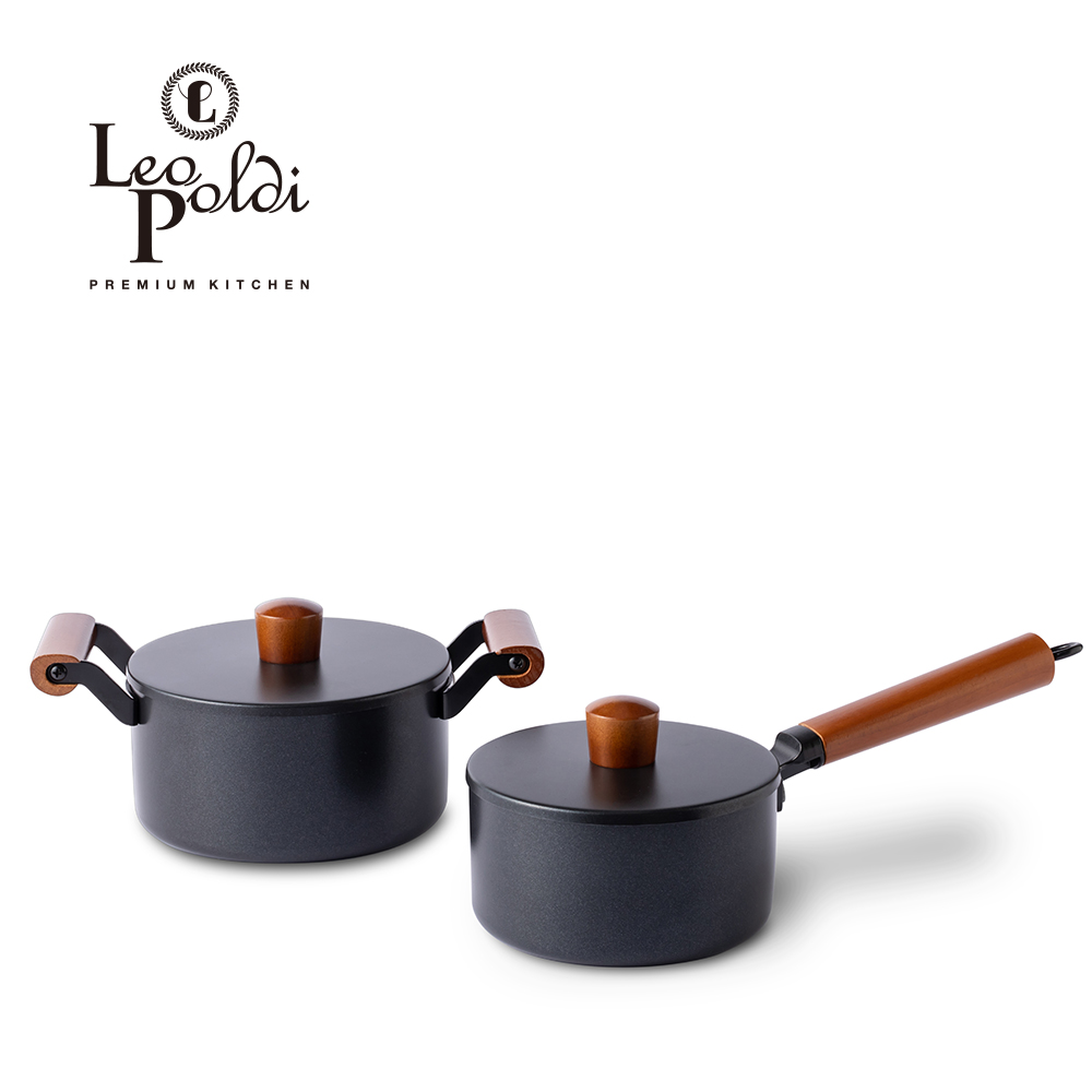 [레오폴디] 모던 앤티크 스텐 냄비 2종세트(16편수+18양수)