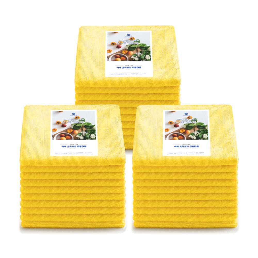 쓱싹 초극세사 만능주방 행주 연노랑 40x33 30P
