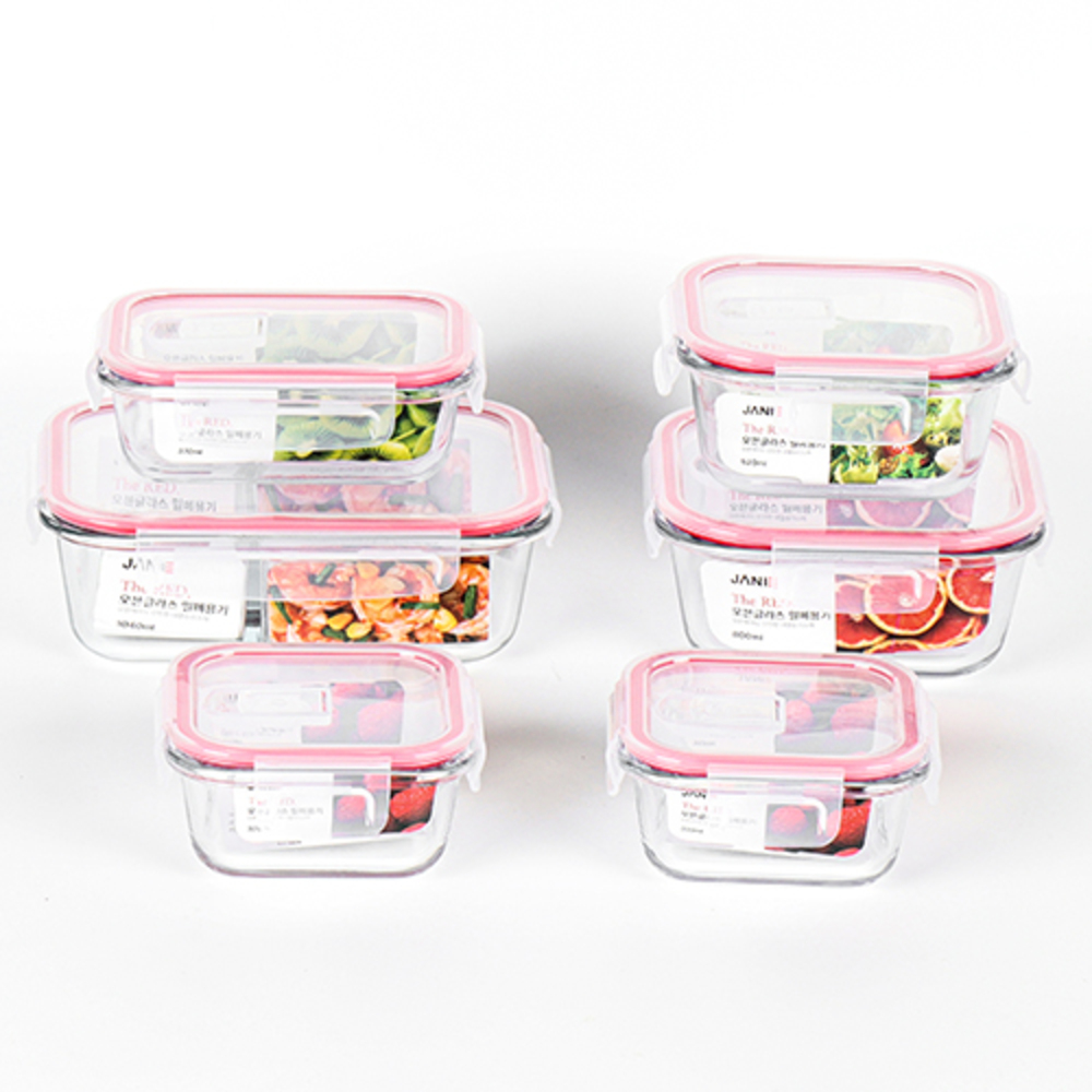 제이니 더레드 오븐글라스 밀폐용기 6종 세트