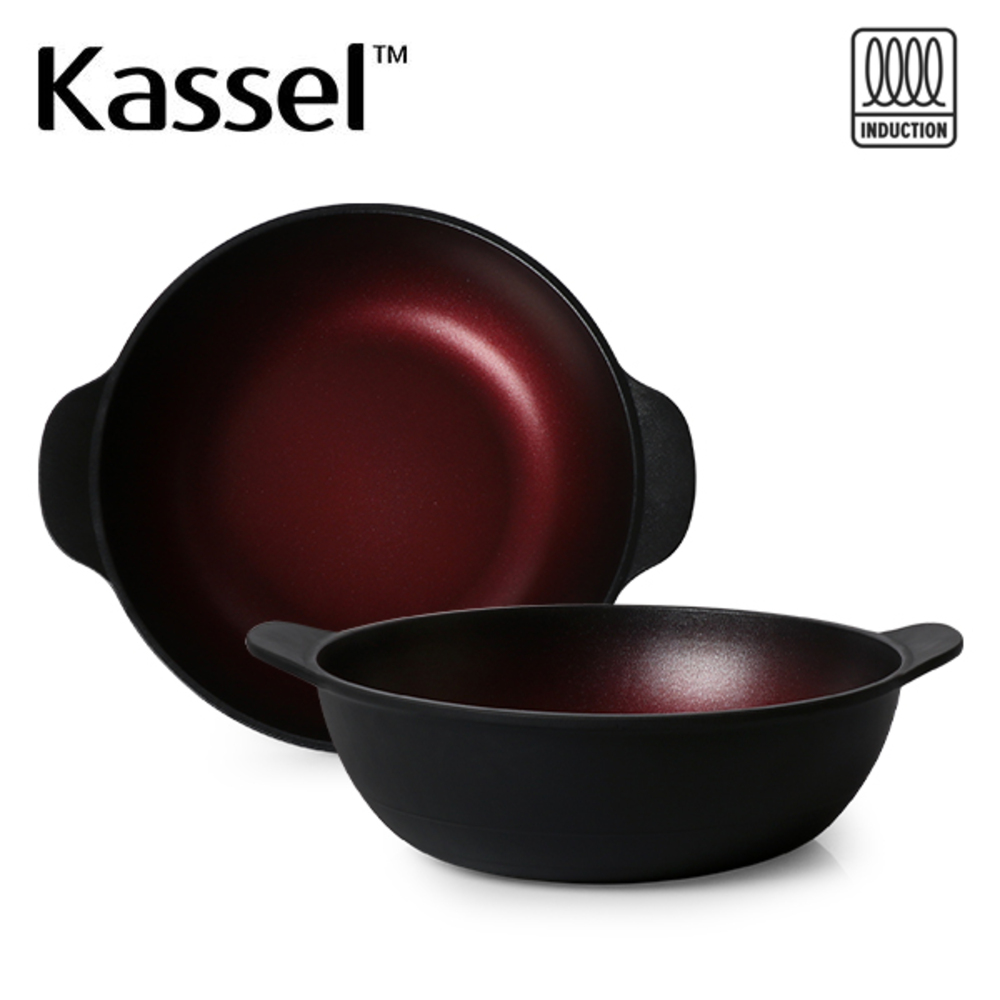 [Kassel] 카셀 버건디 티타늄 (IH)인덕션 만능 전골냄비팬 28cm