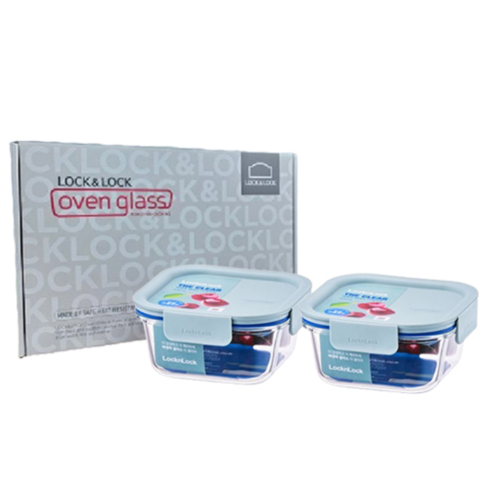 락앤락 더클리어 500 정사각 내열 유리용기 2조세트 500ml*2