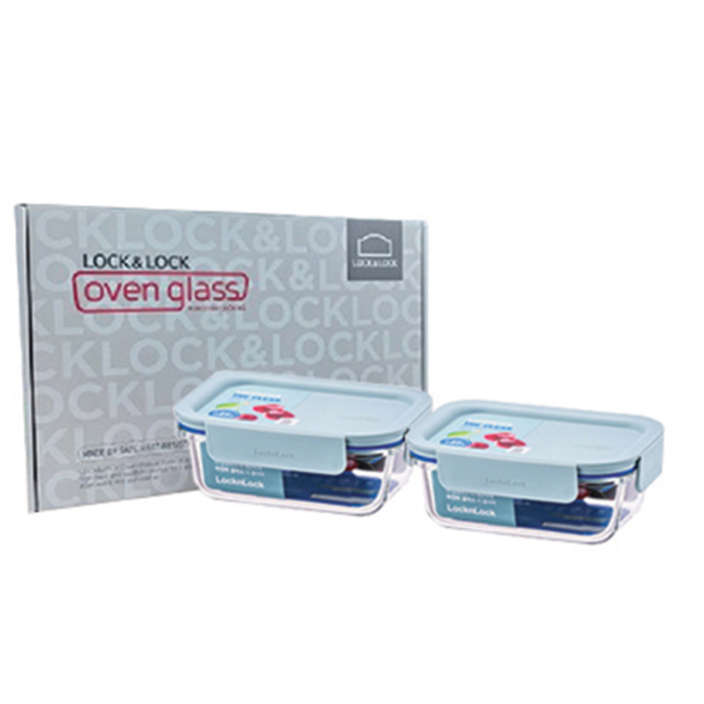 락앤락 더클리어 380 직사각 내열 유리용기 2조세트 380ml*2