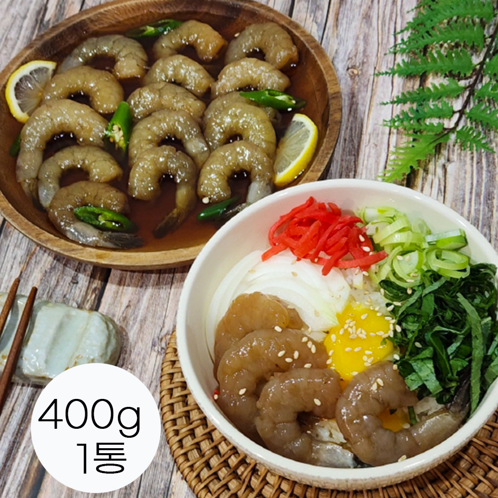 수향 살통통 탱글탱글한 순살 한입 깐새우장 400g 1통 (15미 내외)