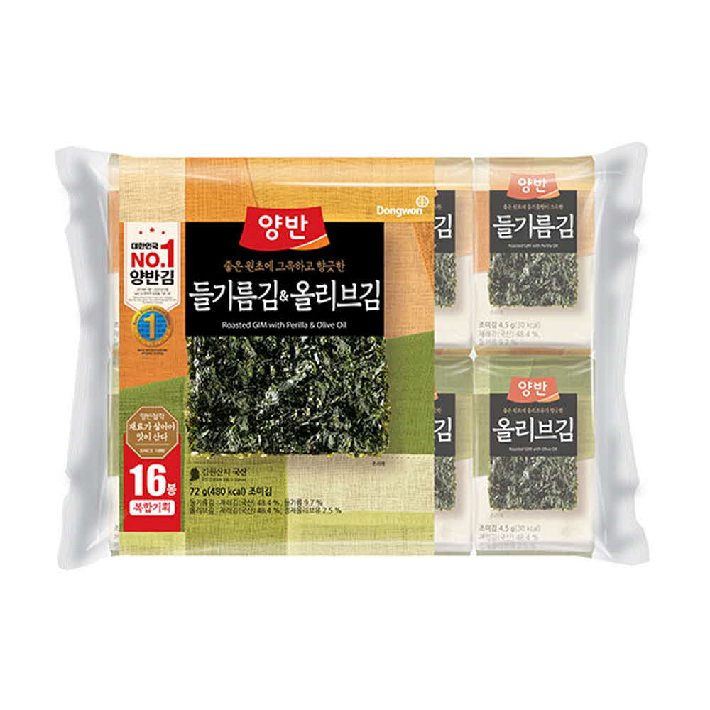 동원 양반 들기름 올리브 복합 식탁16P(9매) x 3 (48봉)