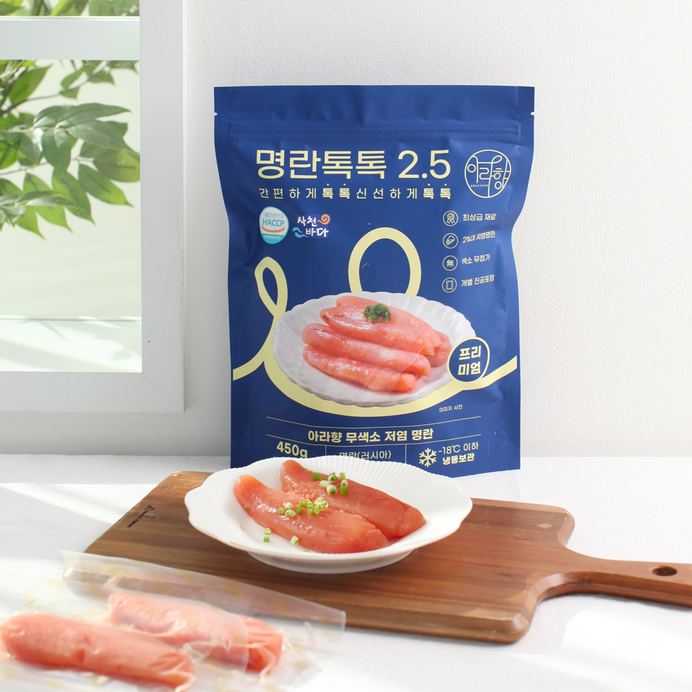 명란톡톡 파랑 450g x 2팩 /부직포 가방