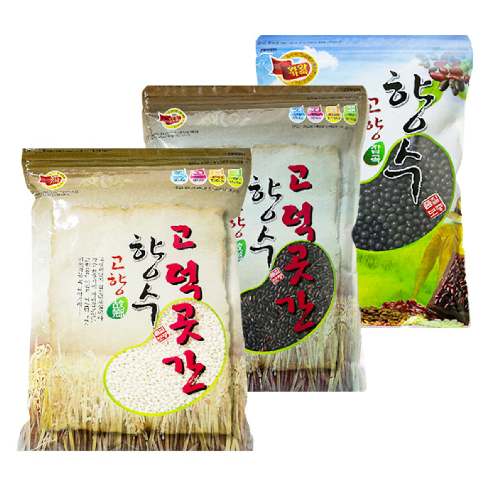 [곡식곳간] 국내산 알찬 잡곡세트/찹쌀800g,찰흑미800g,약콩500g