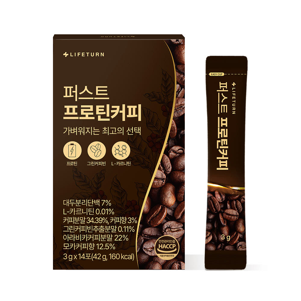 라이프턴 퍼스트 프로틴 효소커피 3,000mg X 14포 3+1박스