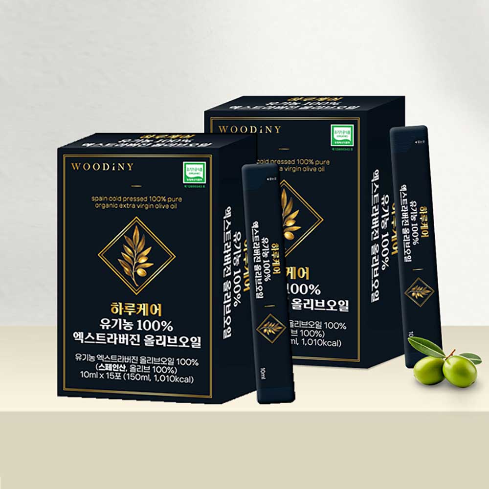 [1+1] 유기농 100% 엑스트라버진 올리브오일 10ml x 15포 총2박스