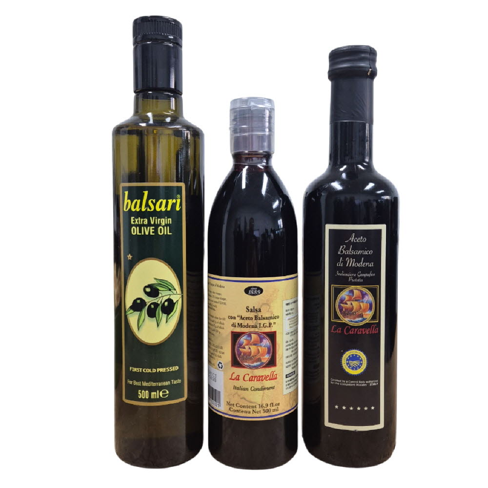 엑스트라버진 올리브유 500ml + 발사믹식초 500ml + 발사믹소스 500ml (쇼핑백포함)