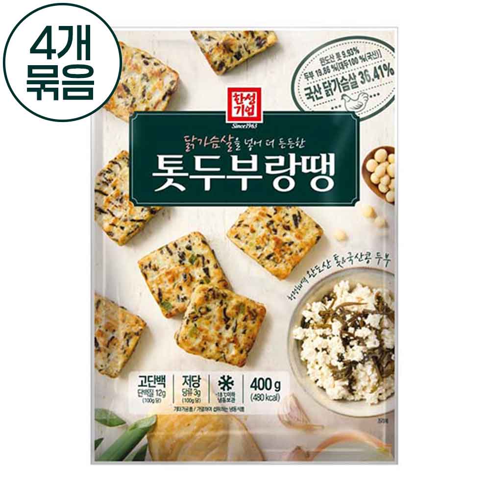 [한성기업] 닭가슴살 함유 고단백 저당 톳두부랑땡 400g * 4개