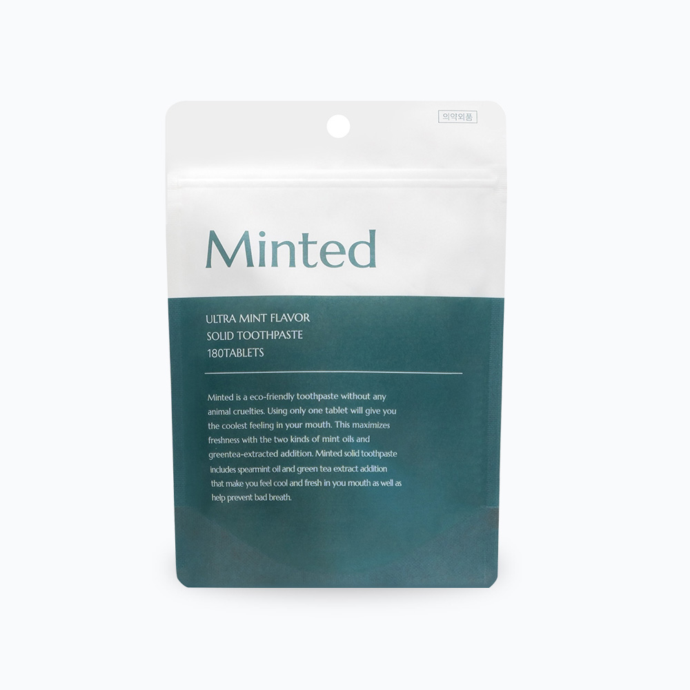 [민티드] 울트라민트향 양치가글겸용 고체치약 리필형 180정 (3개월분/ 무료배송)