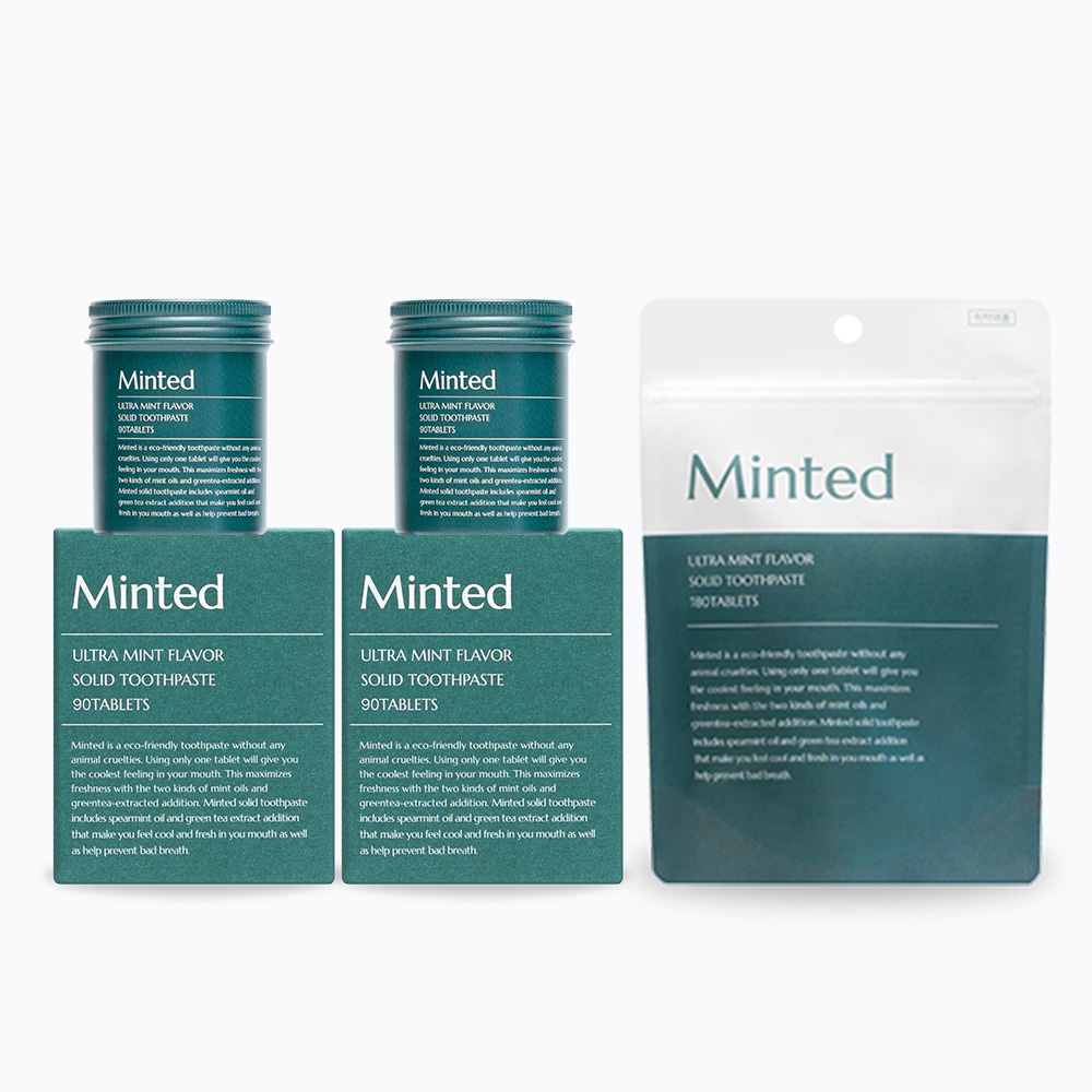 [민티드] 울트라민트향 양치가글겸용 고체치약 베이직 세트 (6개월분)