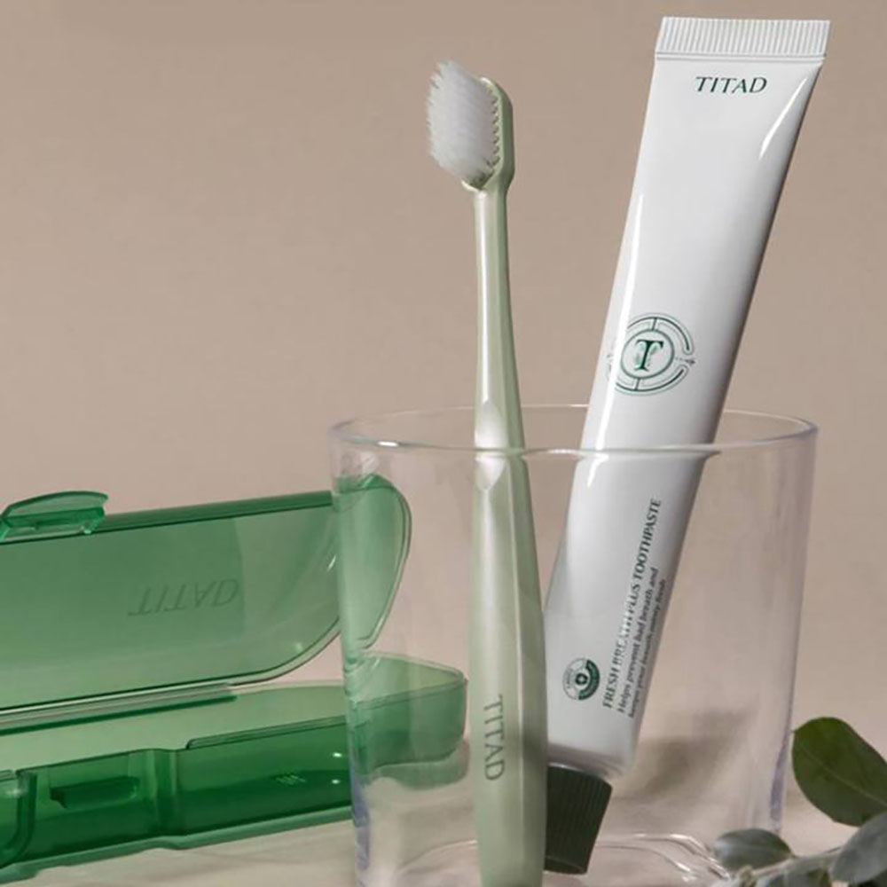 [티타드] 휴대용 프리미엄 비건 치약 칫솔 세트
