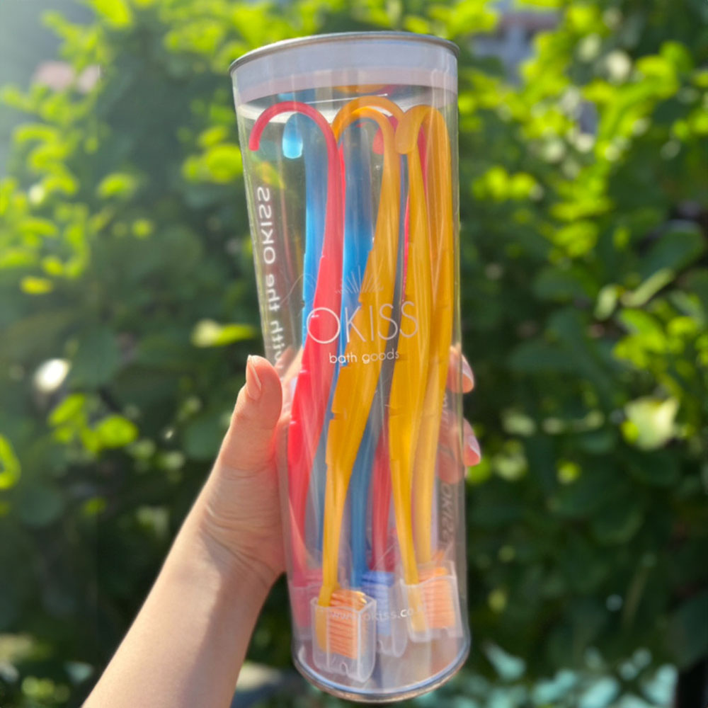 오키스 100스파이럴 혀클리너 겸용칫솔 15개입