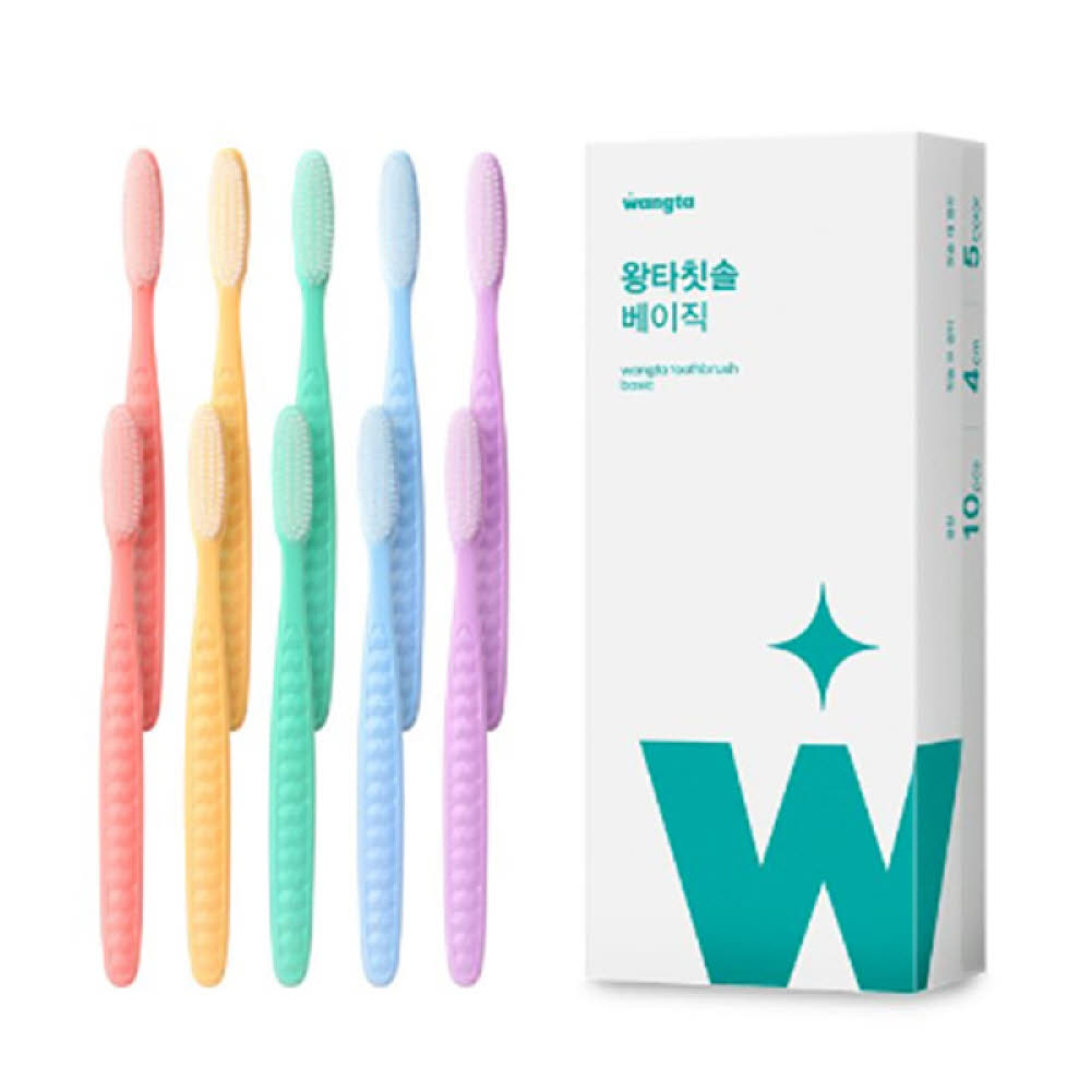 왕타 파스텔 베이직 초극세모 칫솔 10개입