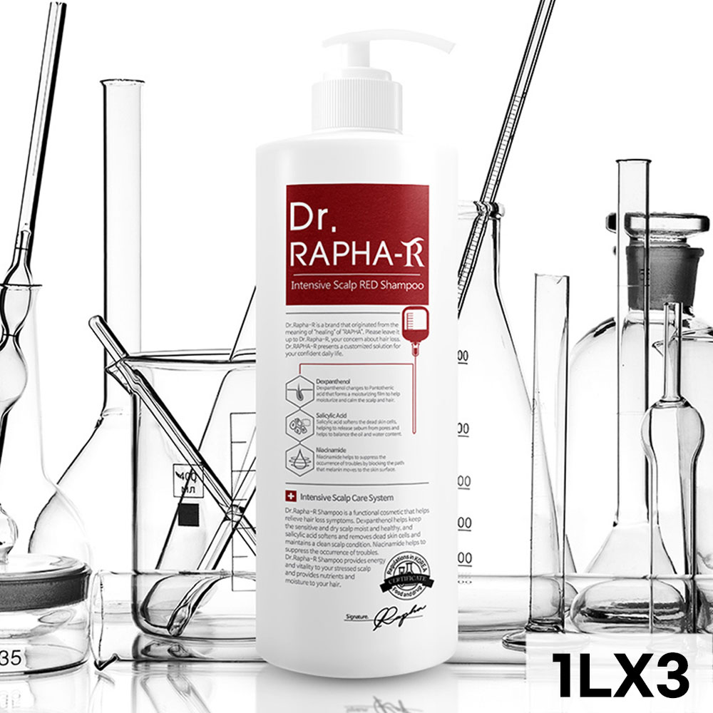 [닥터라파알] 레드 탈모 샴푸 1L x 3 부드러운 모발