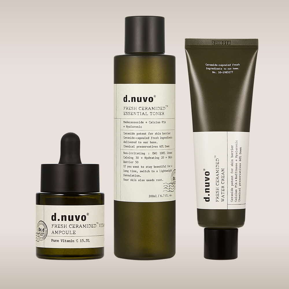 [디누보] 3종세트 프레쉬 세라마이디드 비타민씨 앰플 18ml + 에센셜 토너 200ml + 세라마이디드 워터크림 80ml