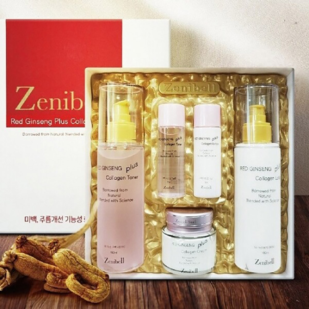 [제니벨] 홍삼 플러스 콜라겐 스킨케어 3종 세트(주름개선+미백 2중 기능성 / 쇼핑백없음)