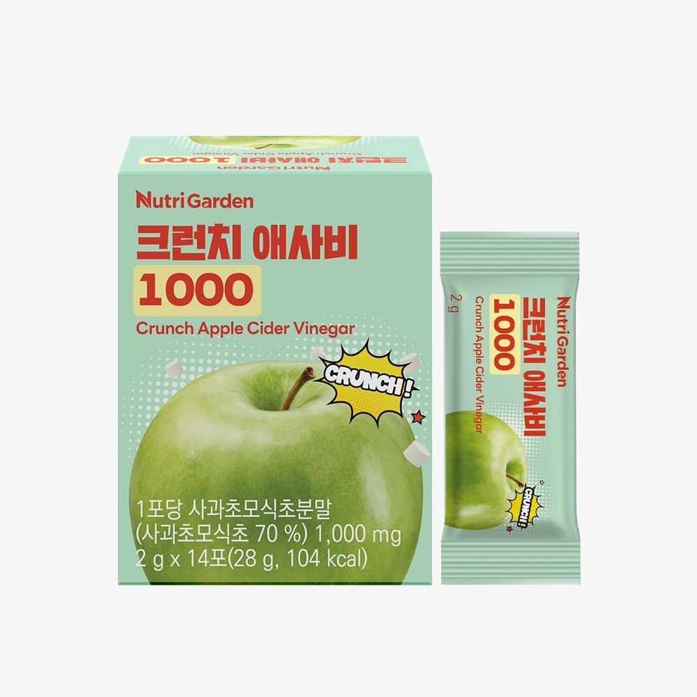 [뉴트리가든] 크런치 애사비 1000 14포[오도독씹어먹는/초모1000mg/청사과맛/물없이 간편하게]