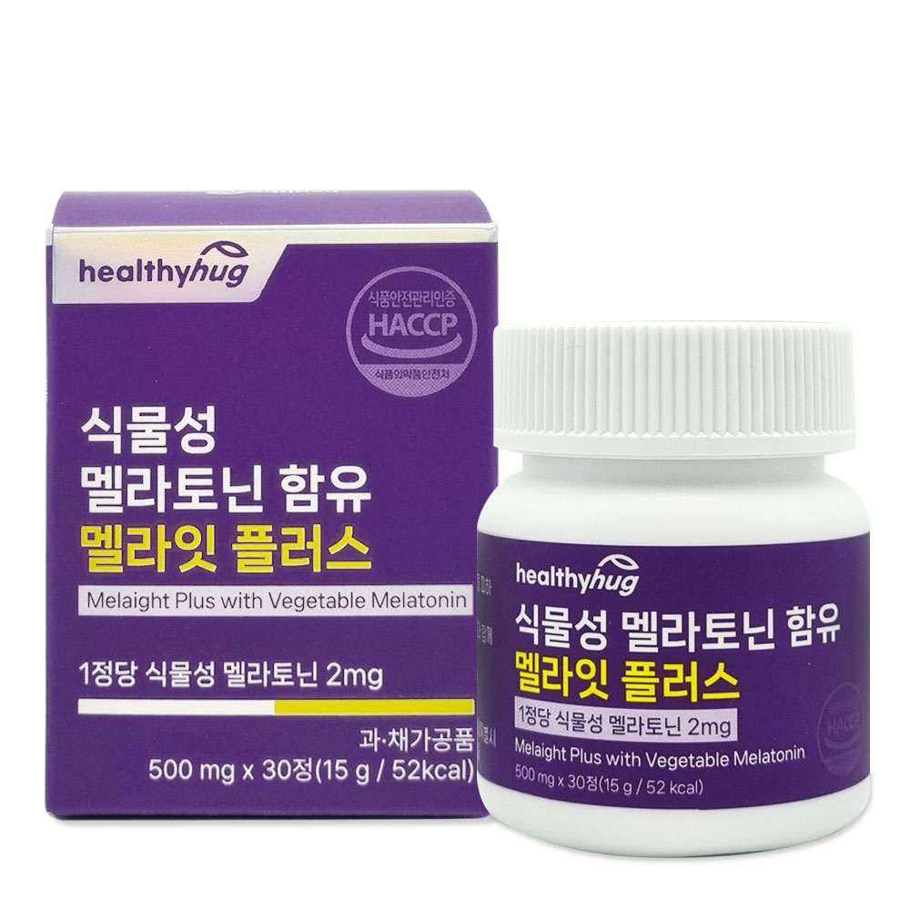 헬씨허그 식물성 멜라토닌 함유 엘라잇 플러스 2mg 500mg x 30정