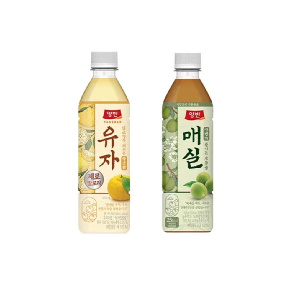 [동원] 양반 유자 500mL 12병 + 매실 500mL 12병