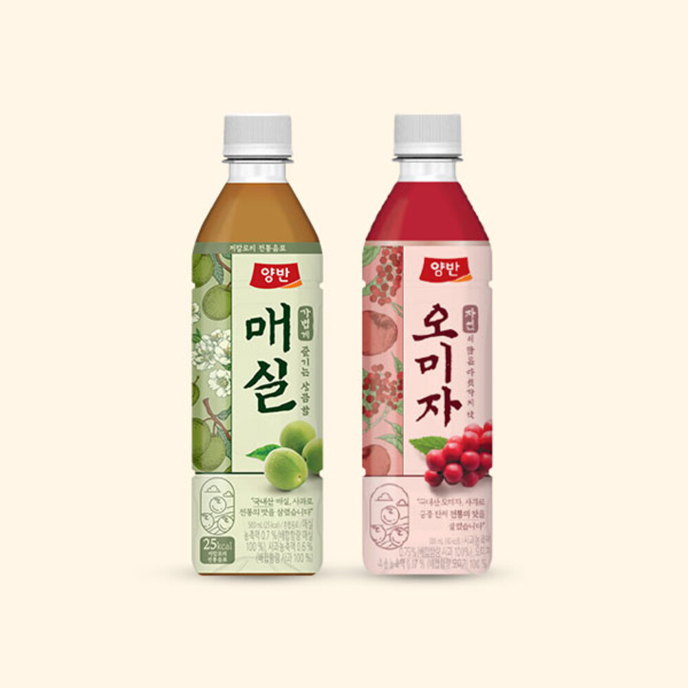 [동원] 양반 오미자 500mL 12병 + 매실 500mL 12병