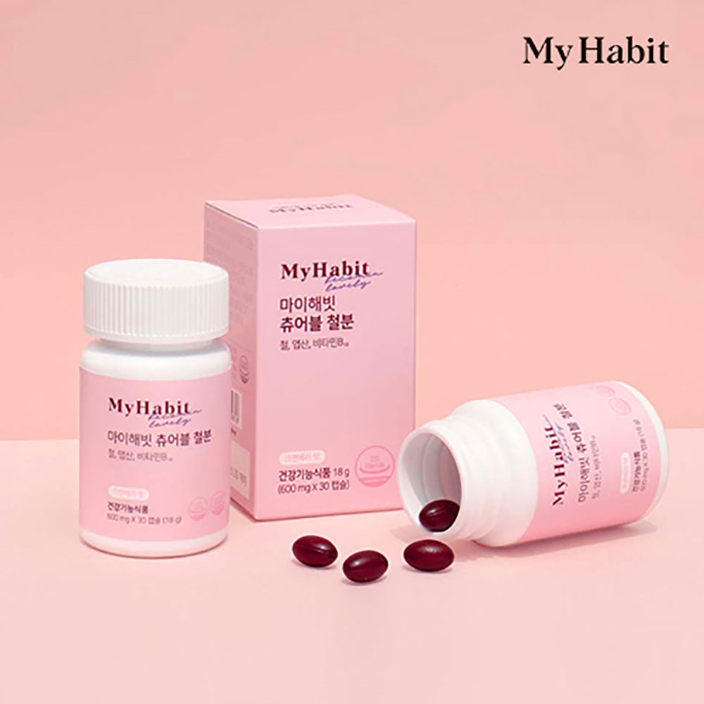 [마이해빗] 츄어블 철분엽산비타민B12 크랜베리맛 1통(1개월분)