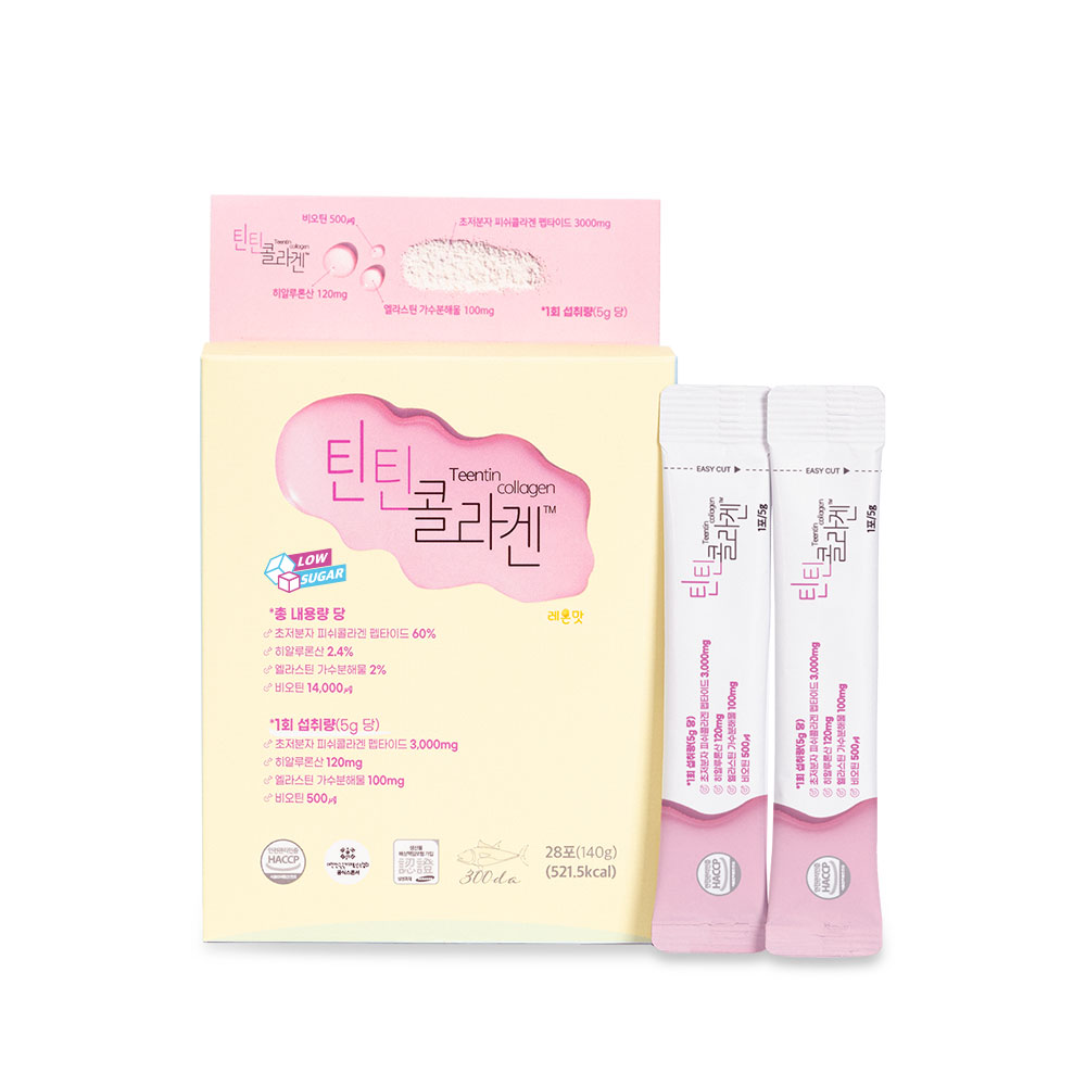 [백세식품] 틴틴콜라겐 5g x 28포 1개 28일 루틴 피부 탱탱 + 뼈 튼튼 + 모발 건강