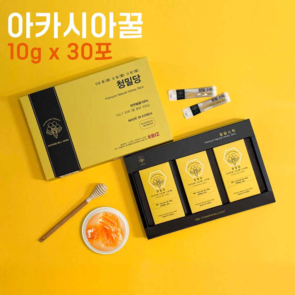 [청밀당] 베트남 아카시아꿀 꿀스틱 선물세트 10g x 30포. 100% 벌꿀