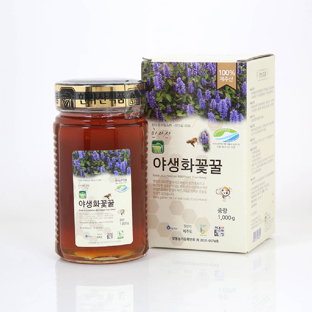 제주하우스 한라산 야생화꽃꿀 유리병 1kg