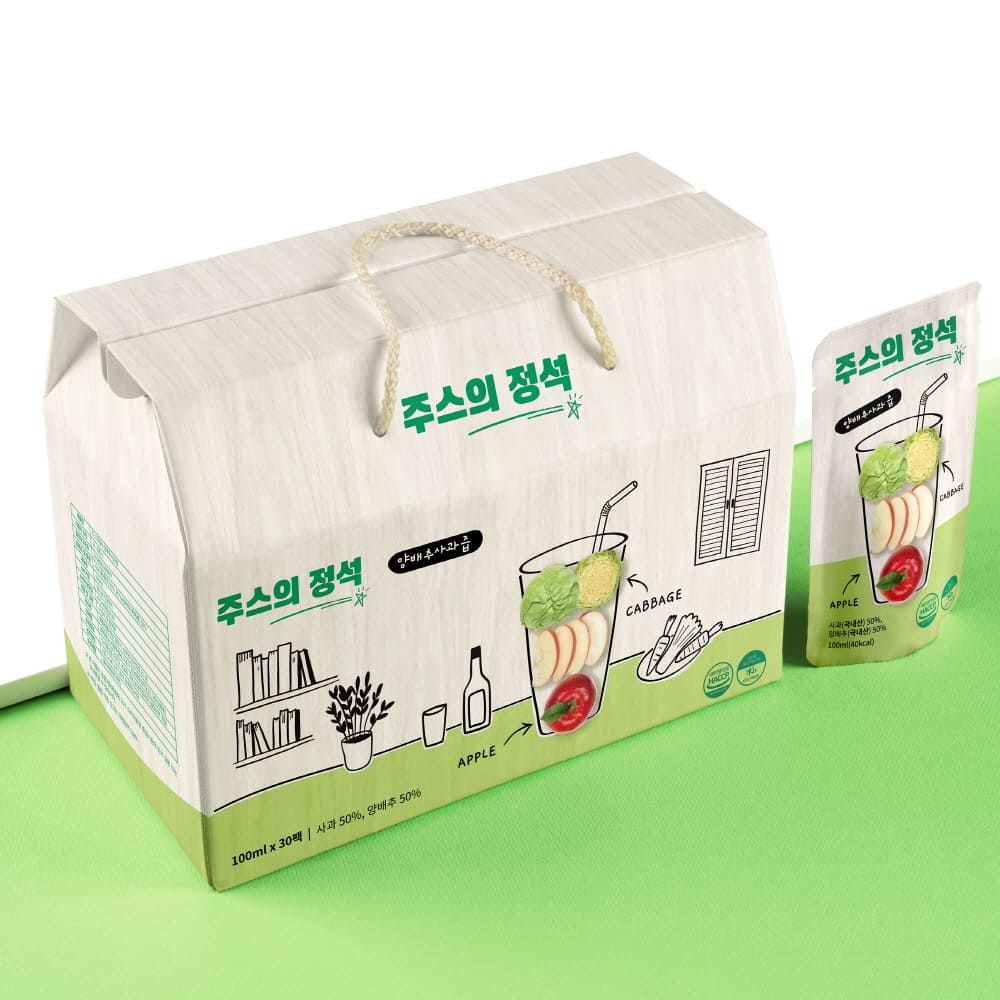주스의 정석 100% 착즙 양배추 사과즙 1박스 (30팩) 일반포장