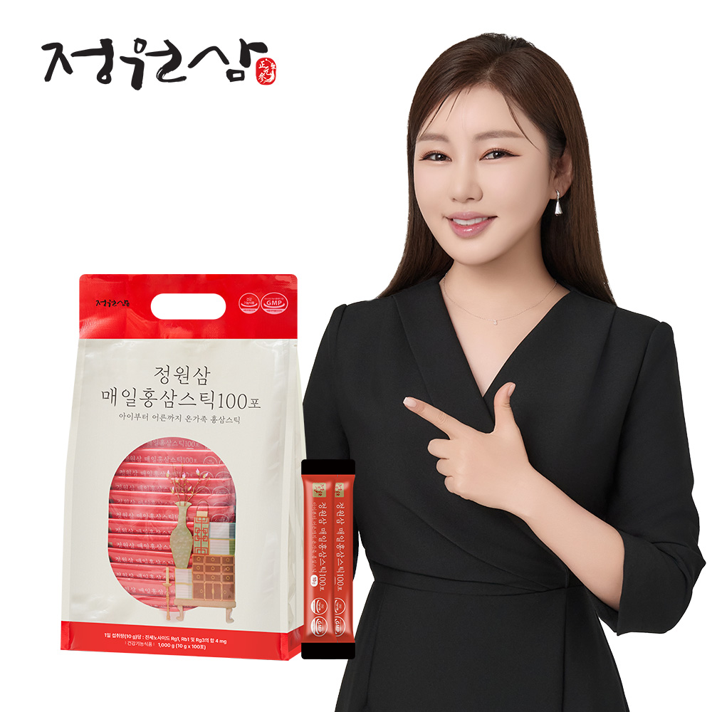 [정원삼] 매일홍삼스틱 100포 (6년근/건강기능식품/쌍화농축액/실속형/실용적 패키지)